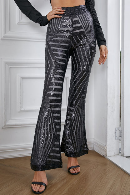 Black Sequin Wide Leg Pants - LA Grand