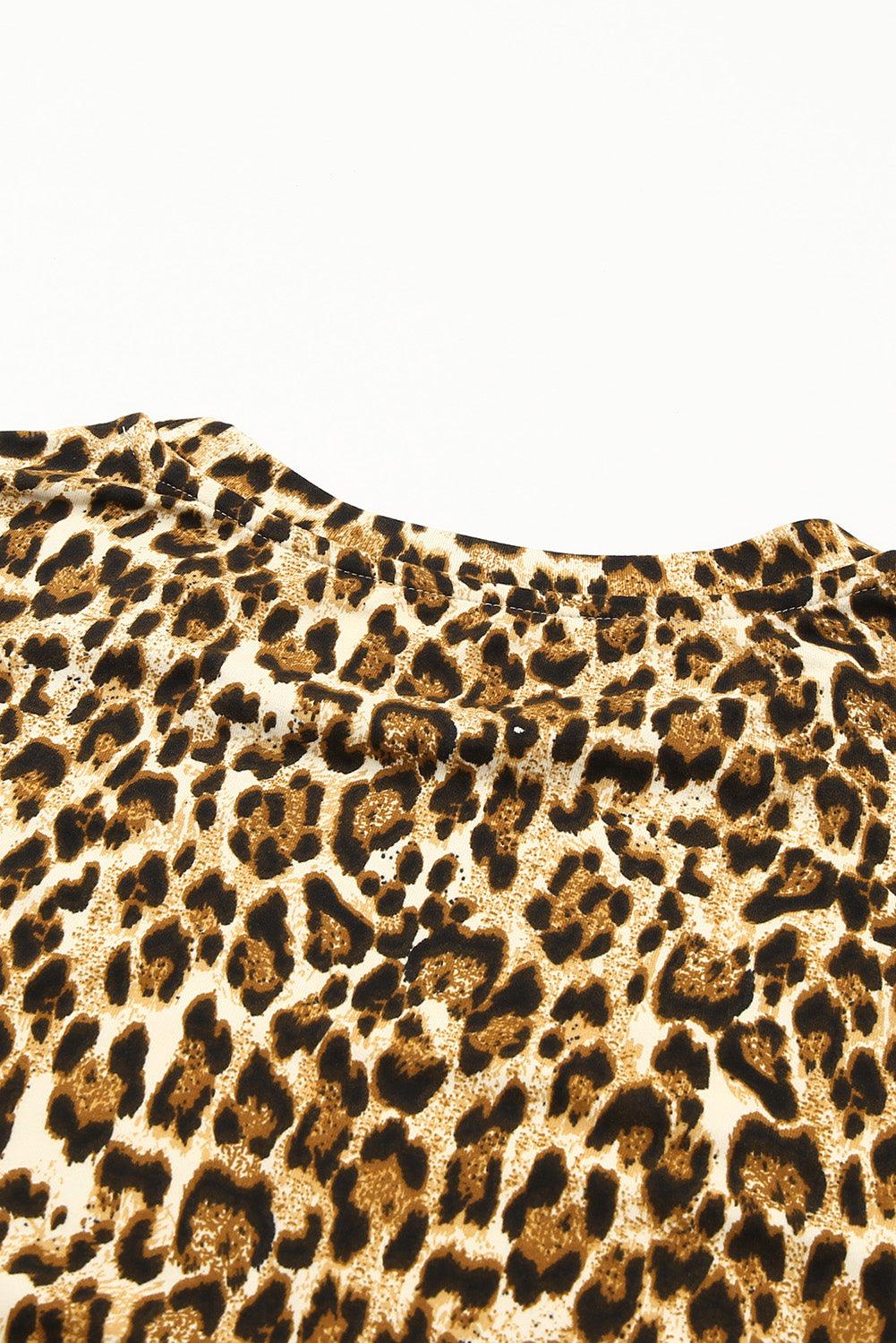 Leopard Print Short Sleeve A-line Mini Dress - LA Grand