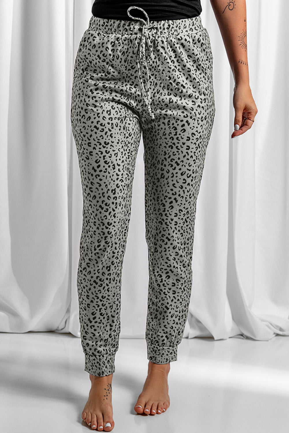 Black Breezy Leopard Joggers - LA Grand