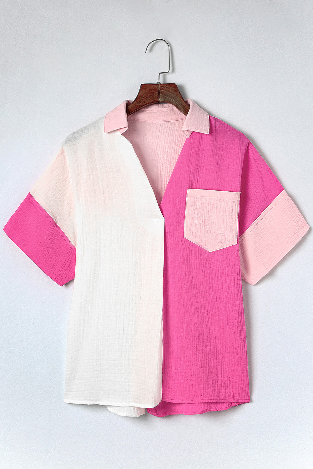 Rose Collared Neck Color Block Polo Shirt - LA Grand