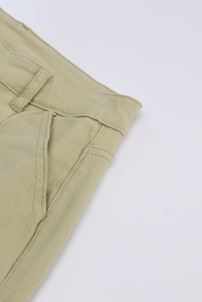 Khaki Solid High Waist Casual Pants - LA Grand