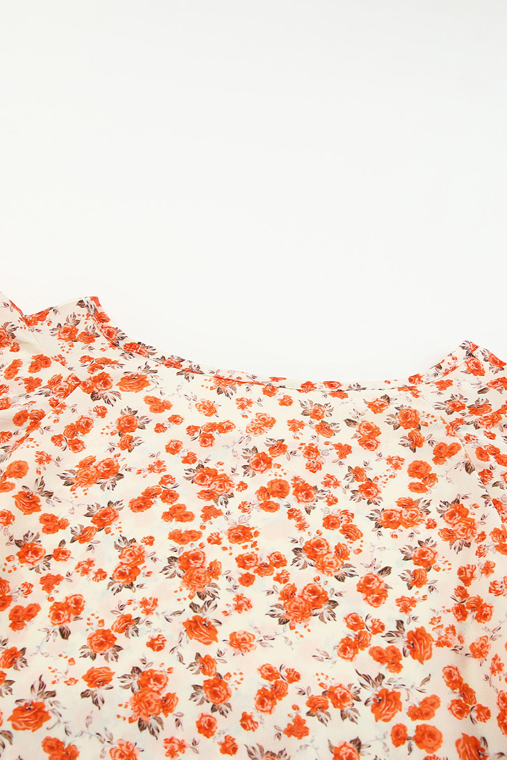 Orange Floral Tiered Flutter Sleeve Blouse - LA Grand