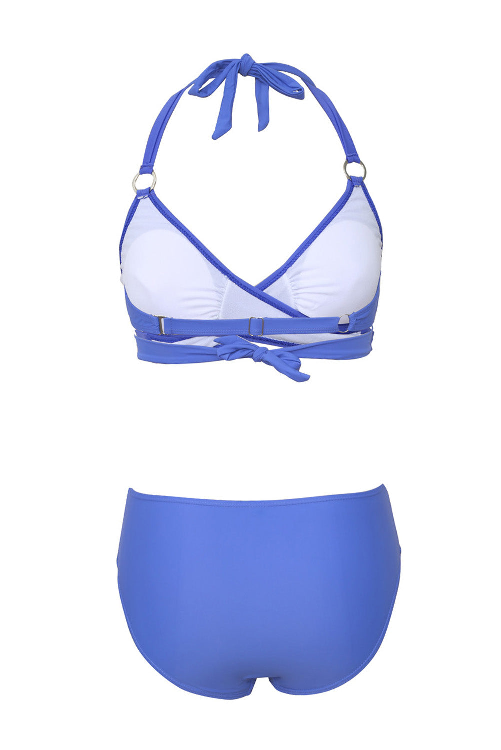 Blue Halter Neck Criss Cross High Waist Bikini Set - LA Grand