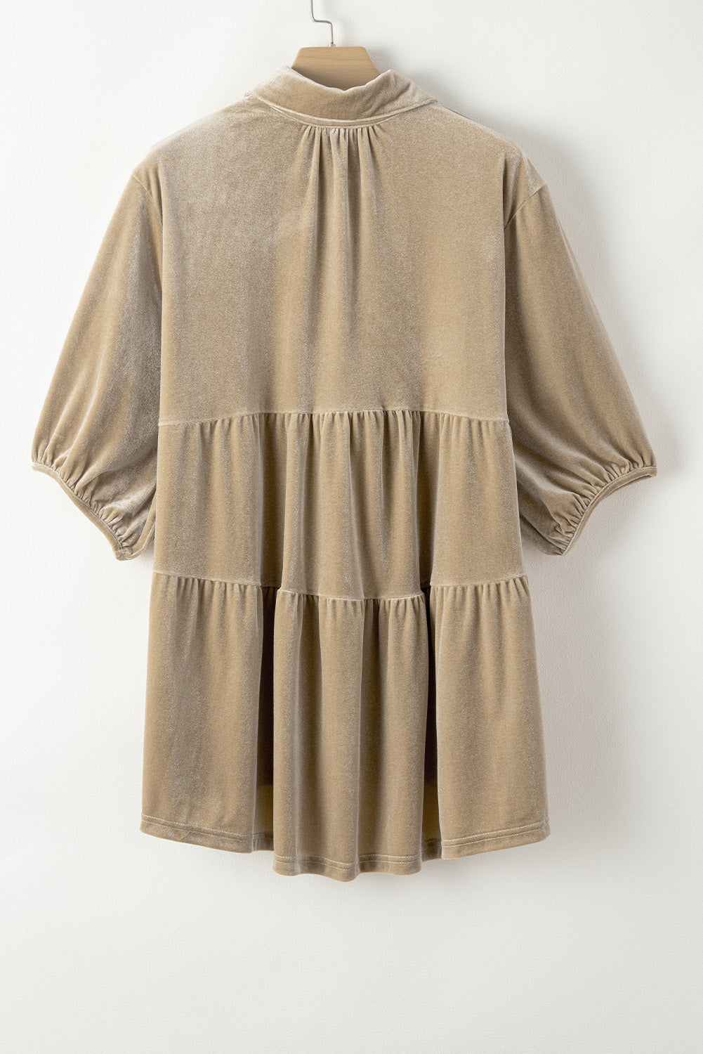 Chestnut 3/4 Sleeve Tunic Babydoll Velvet Shirt - LA Grand