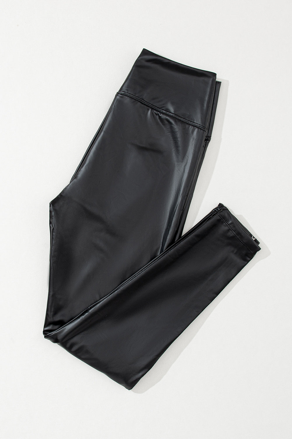 Black Faux Leather Zipped Detail Leggings - LA Grand