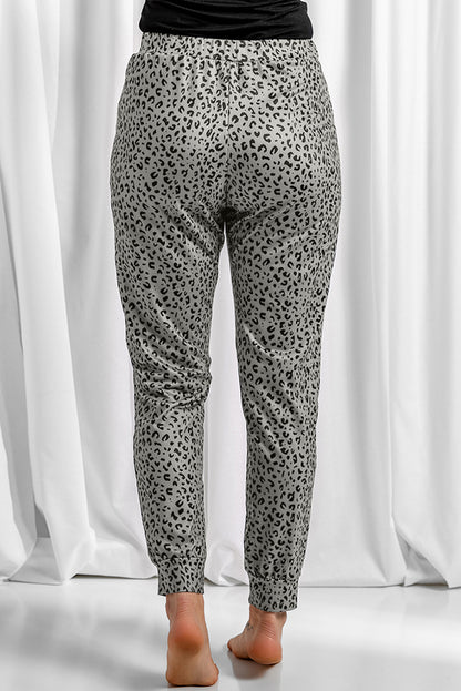 Black Breezy Leopard Joggers - LA Grand