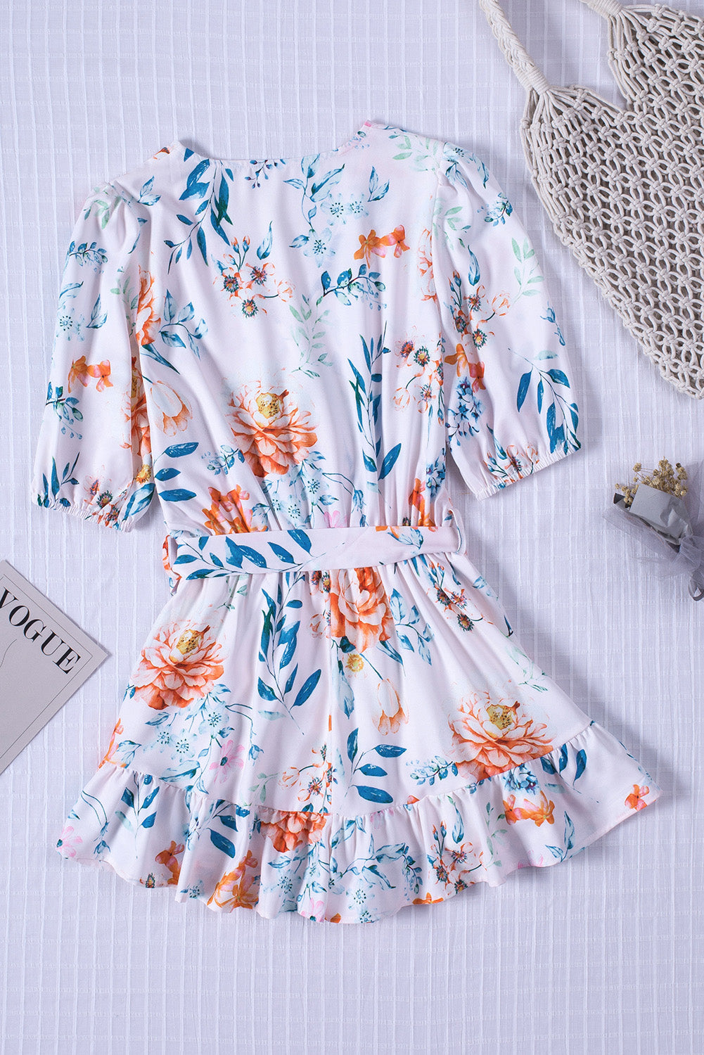 Floral Print Puff Sleeves Romper - LA Grand