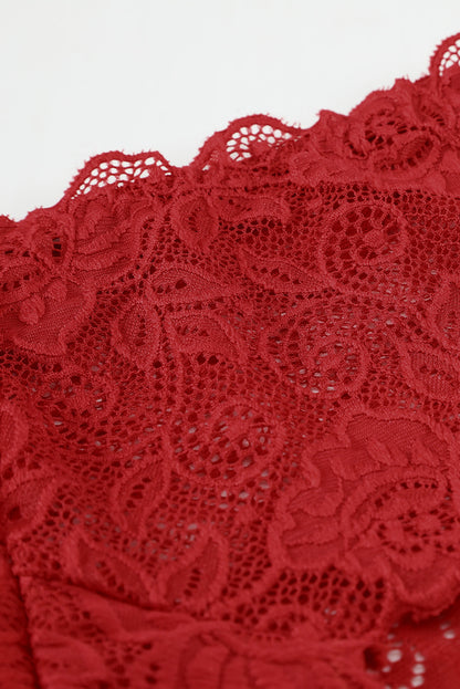 Romantic Love Fiery Red Lace Bralette Lingerie Set - LA Grand