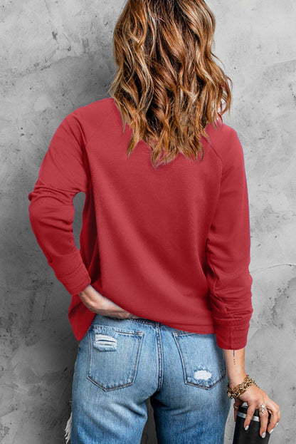 Red Valentine Heart Beaded Graphic Sweatshirt - LA Grand