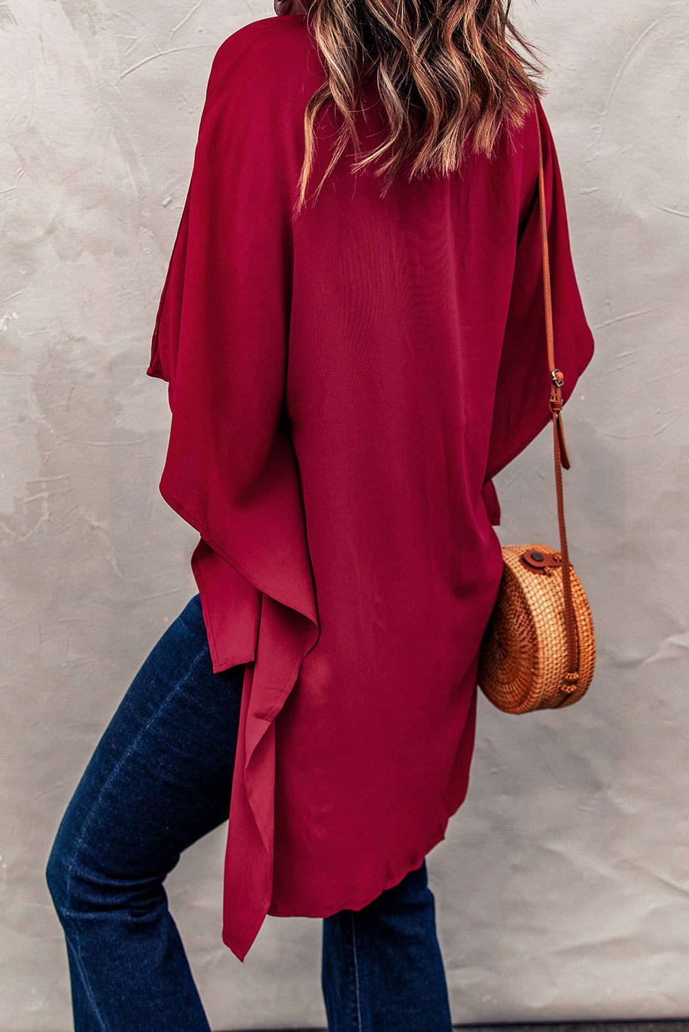 Fiery Red Chic High Low Kimono Top - LA Grand