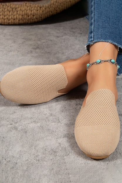 Apricot Breathable Knit Flat Shoes - LA Grand