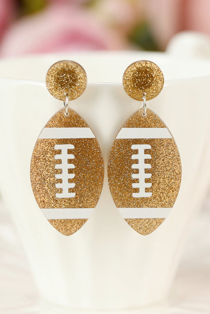 Brown Glittering Rugby Pendant Earrings - LA Grand