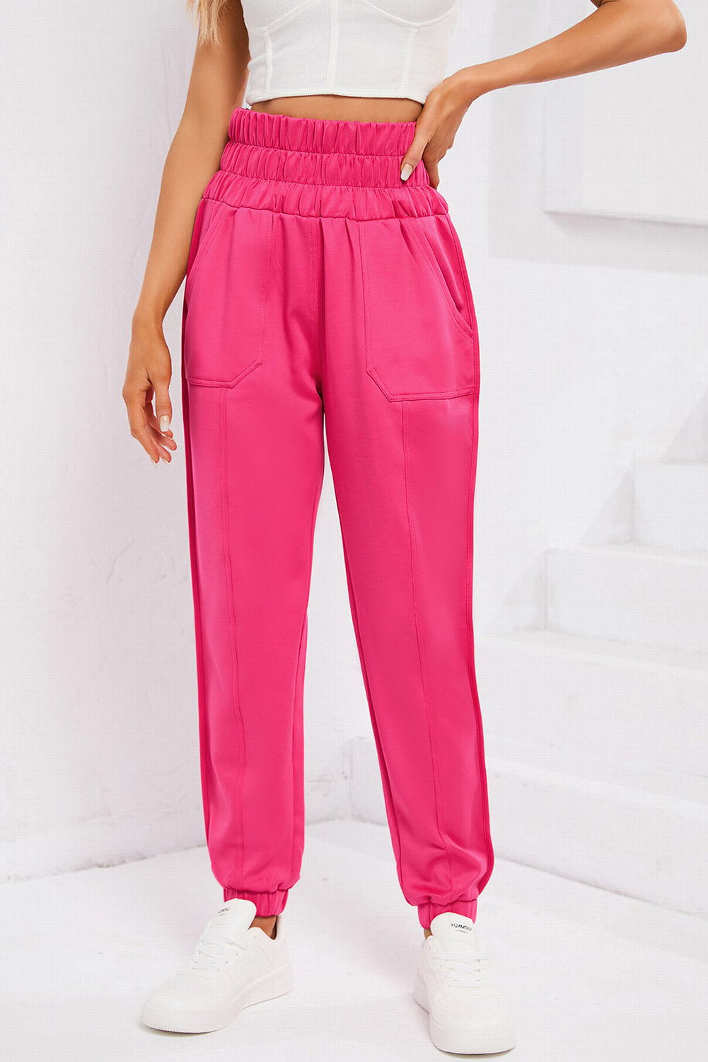 Rose Smocked Waist Jogger Pants - LA Grand