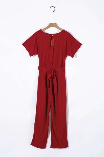 Indigo Glamour: Belted Wide Leg Jumpsuit - LA Grand