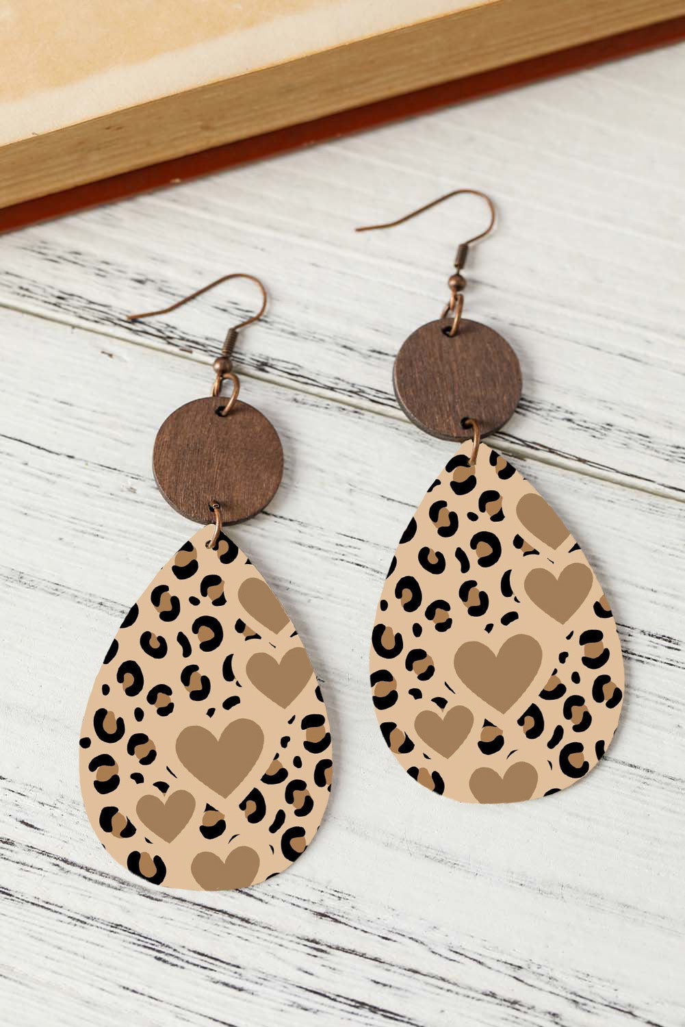 Heart Shape Leopard Print Drop Earrings - LA Grand