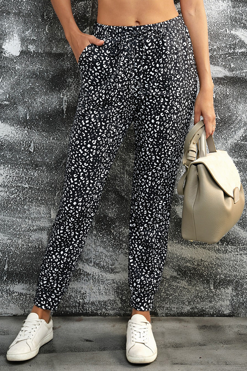 Black Breezy Leopard Joggers - LA Grand