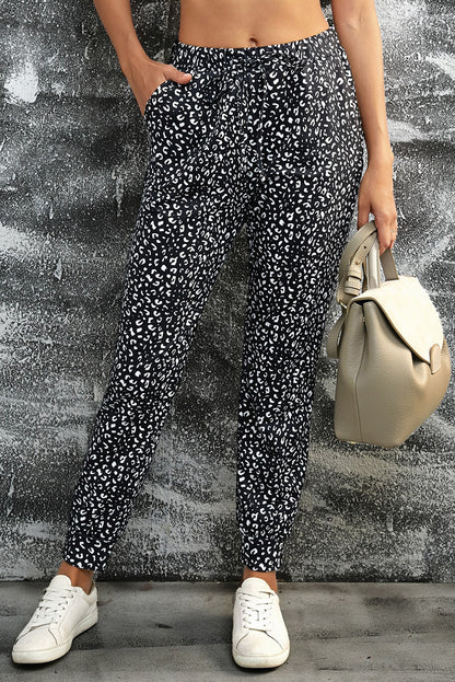 Black Breezy Leopard Joggers - LA Grand