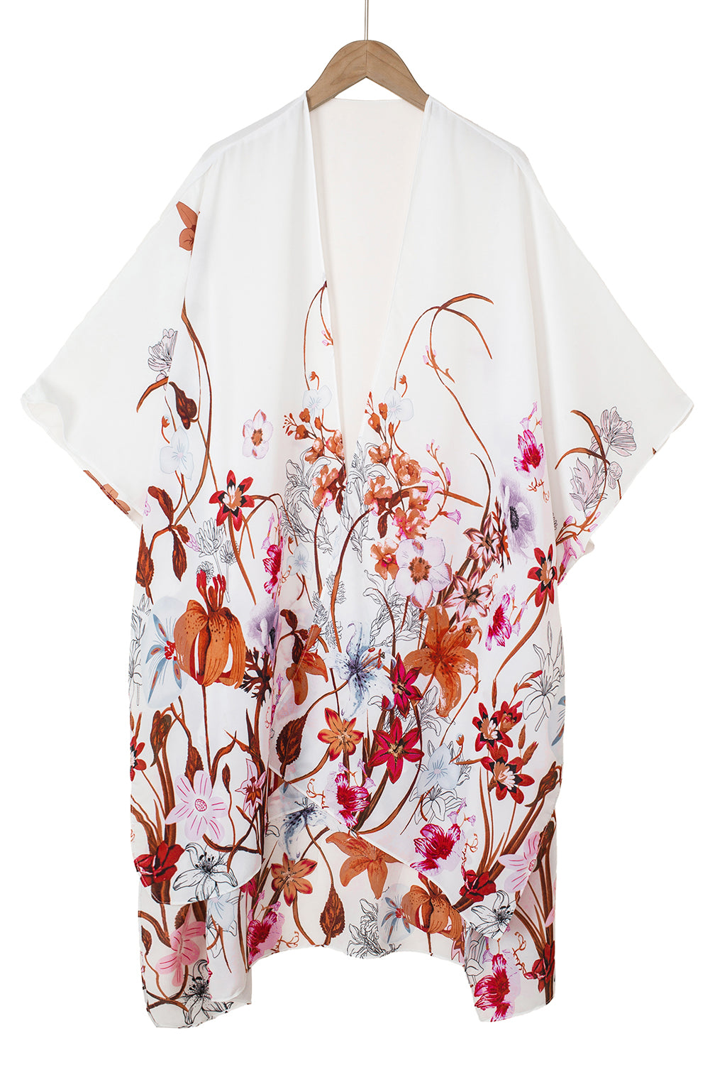 Multicolor Kimono Sleeve Floral Print Graceful Cover Up - LA Grand