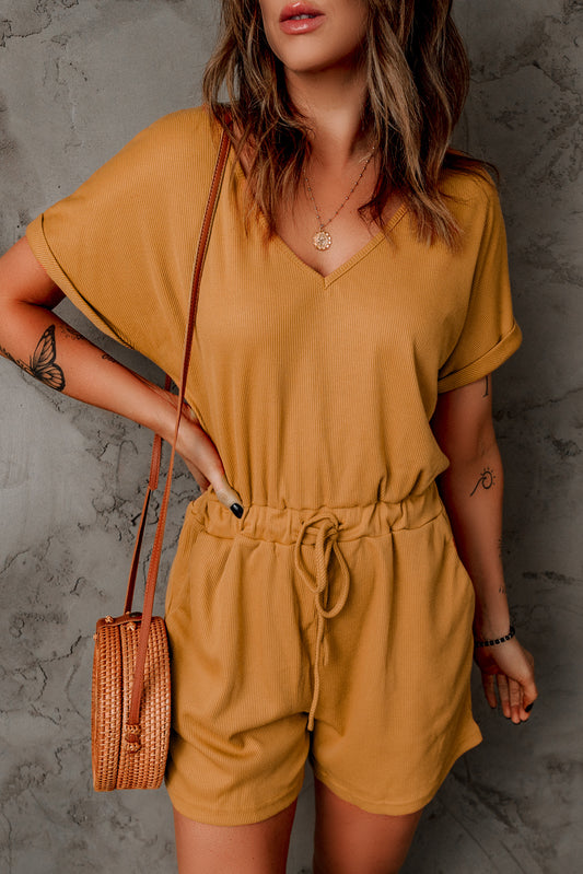 Brown Pocketed Knit Romper - LA Grand