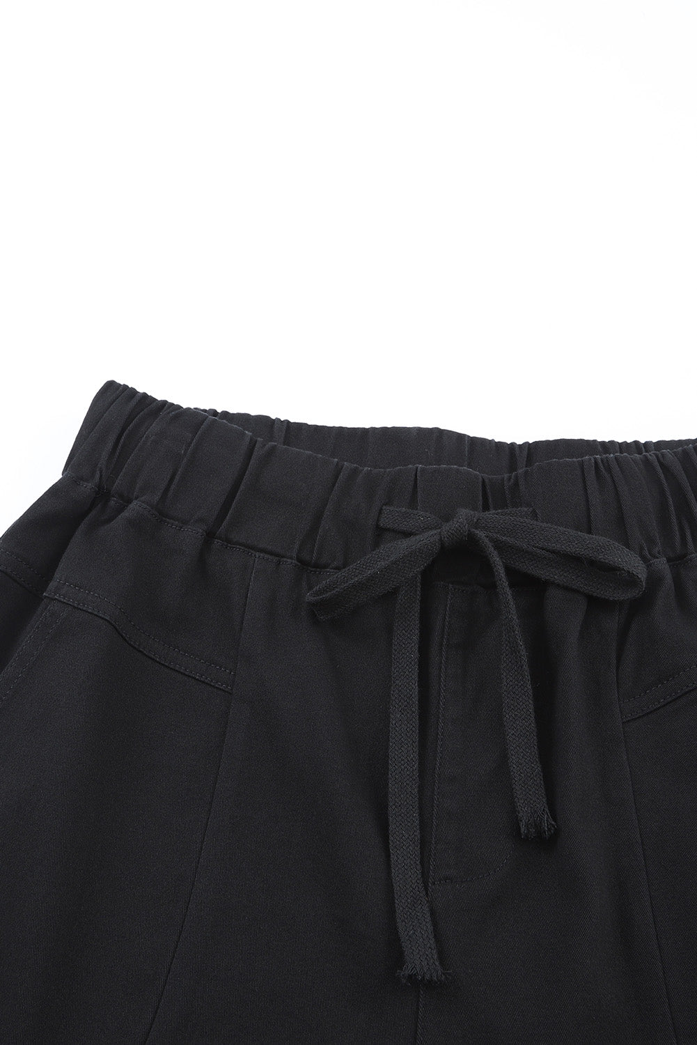 Black High Waist Drawstring Pocketed Pants - LA Grand