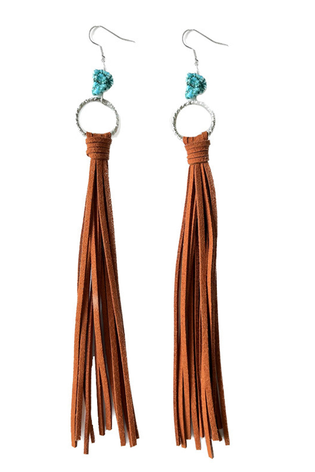 Chestnut Western Turquoise O-ring Tassel Earrings - LA Grand