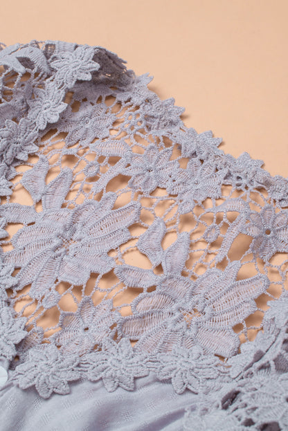 Purple Crochet Lace Button Top - LA Grand