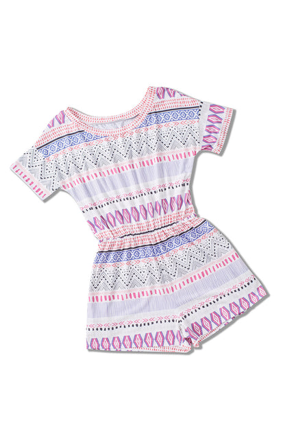 Multicolor Aztec Print Short Sleeve Romper - LA Grand