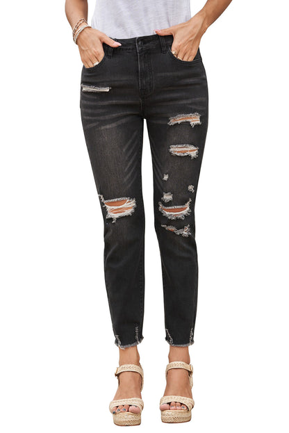 Light Blue Distressed Denim Pants - LA Grand