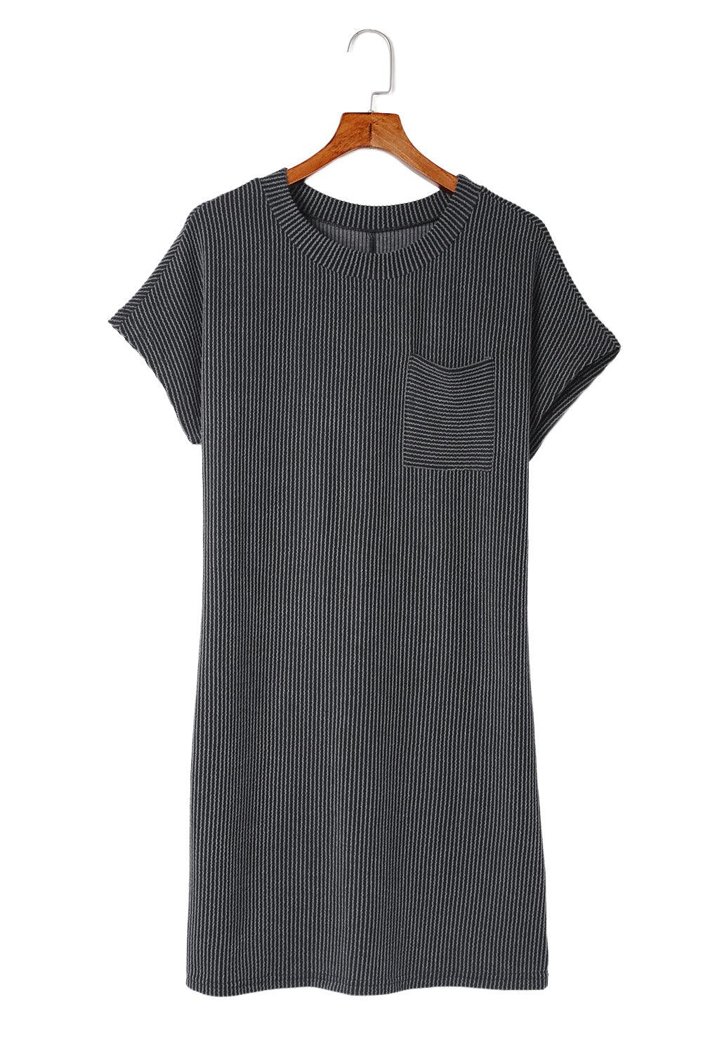 Azure Stripes Ribbed Knit Tee Dress - LA Grand