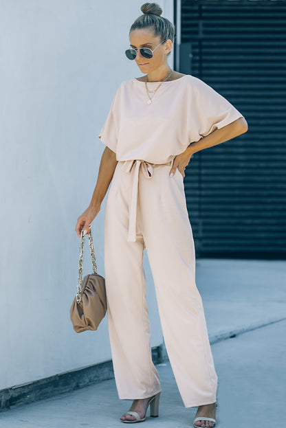 Indigo Glamour: Belted Wide Leg Jumpsuit - LA Grand