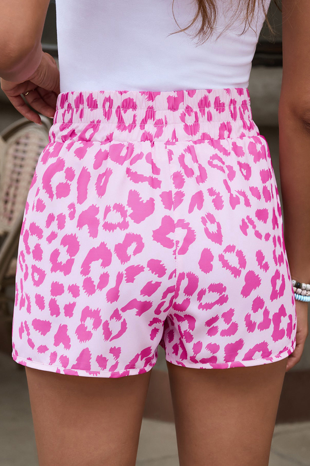 Pink Leopard High Waisted Athletic Shorts - LA Grand