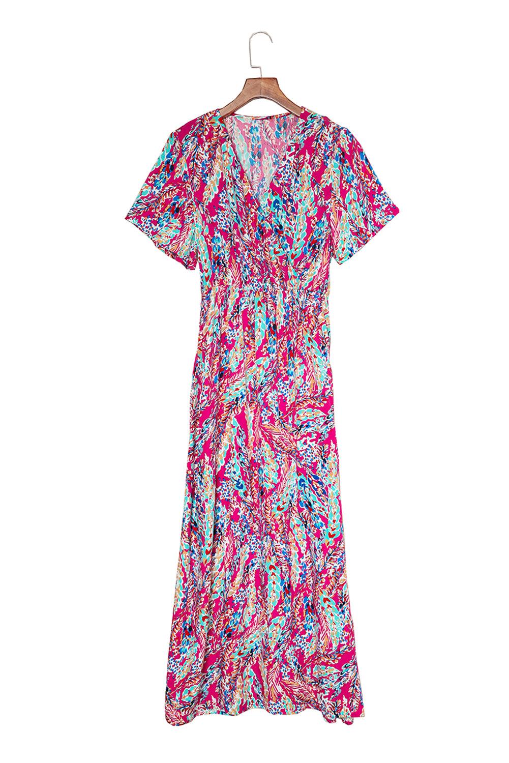 Wrap V Neck Floral Maxi Dress - LA Grand