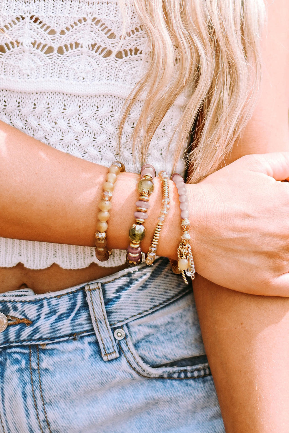 Brown Bohemian Crystal Pendant Tassel Bracelet - LA Grand