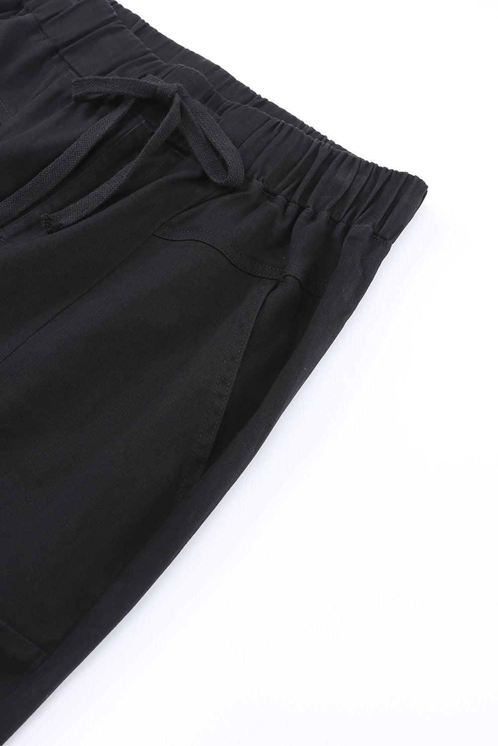 Black High Waist Drawstring Pocketed Pants - LA Grand