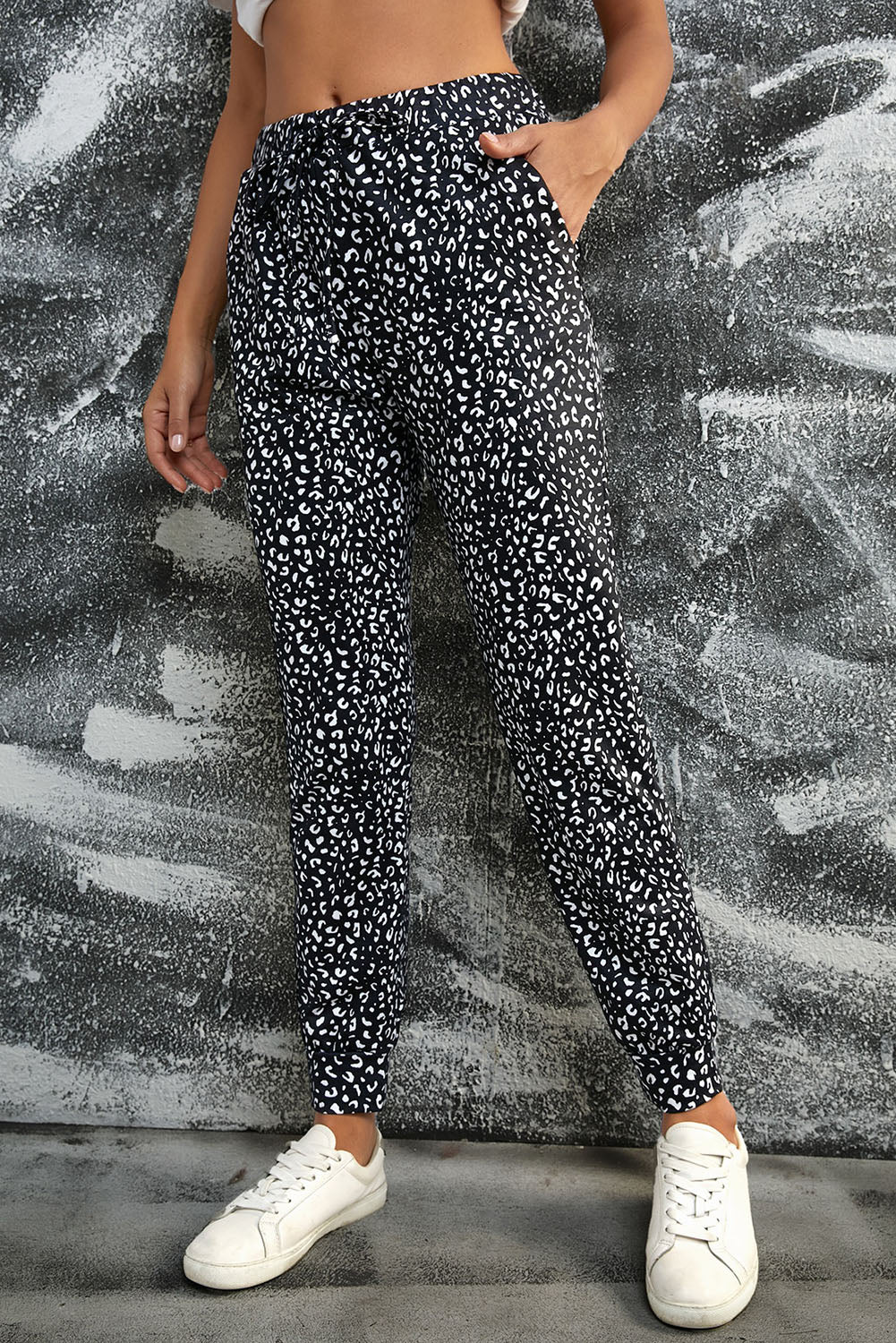 Black Breezy Leopard Joggers - LA Grand