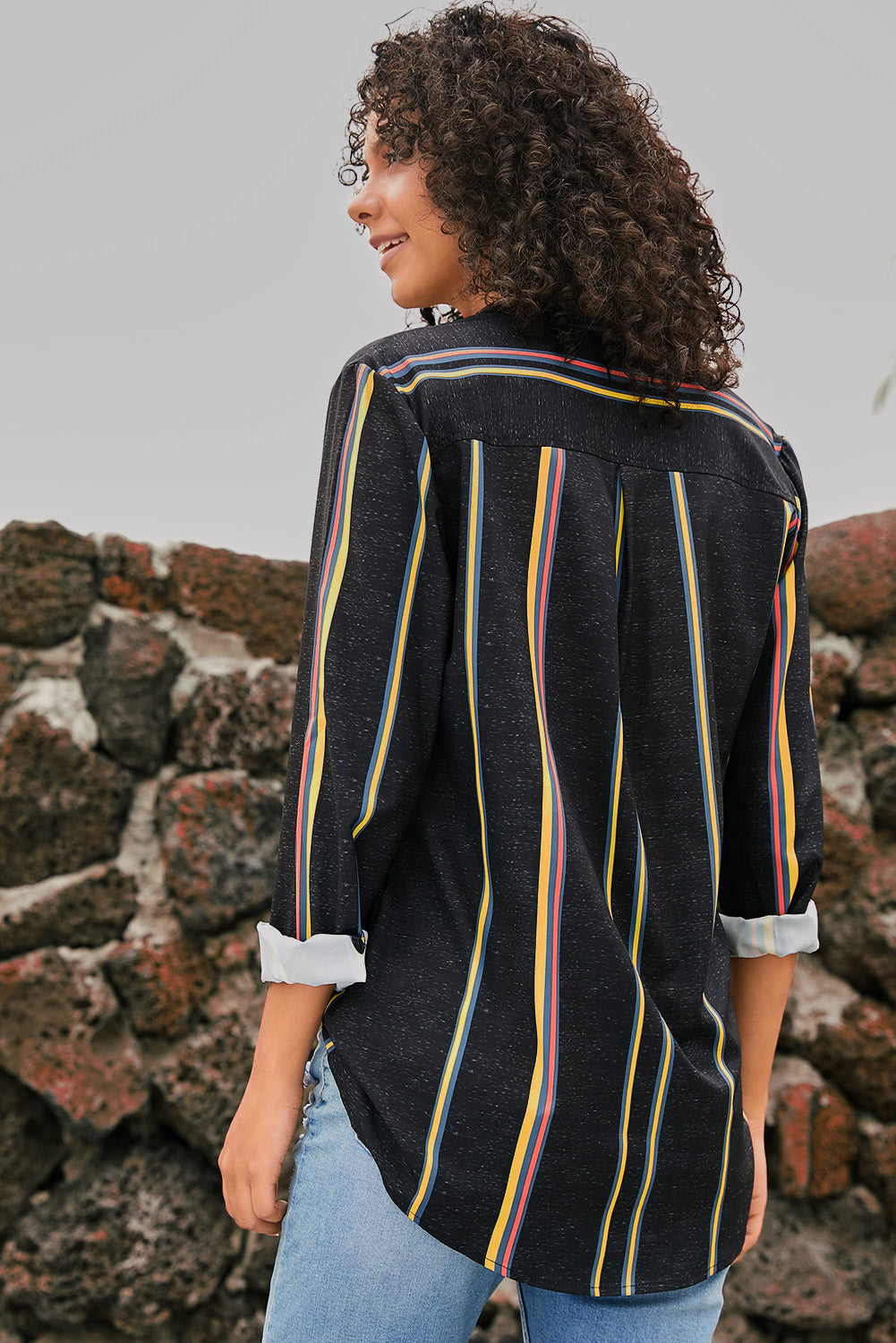 Black Brown Striped Modern Women Shirt - LA Grand