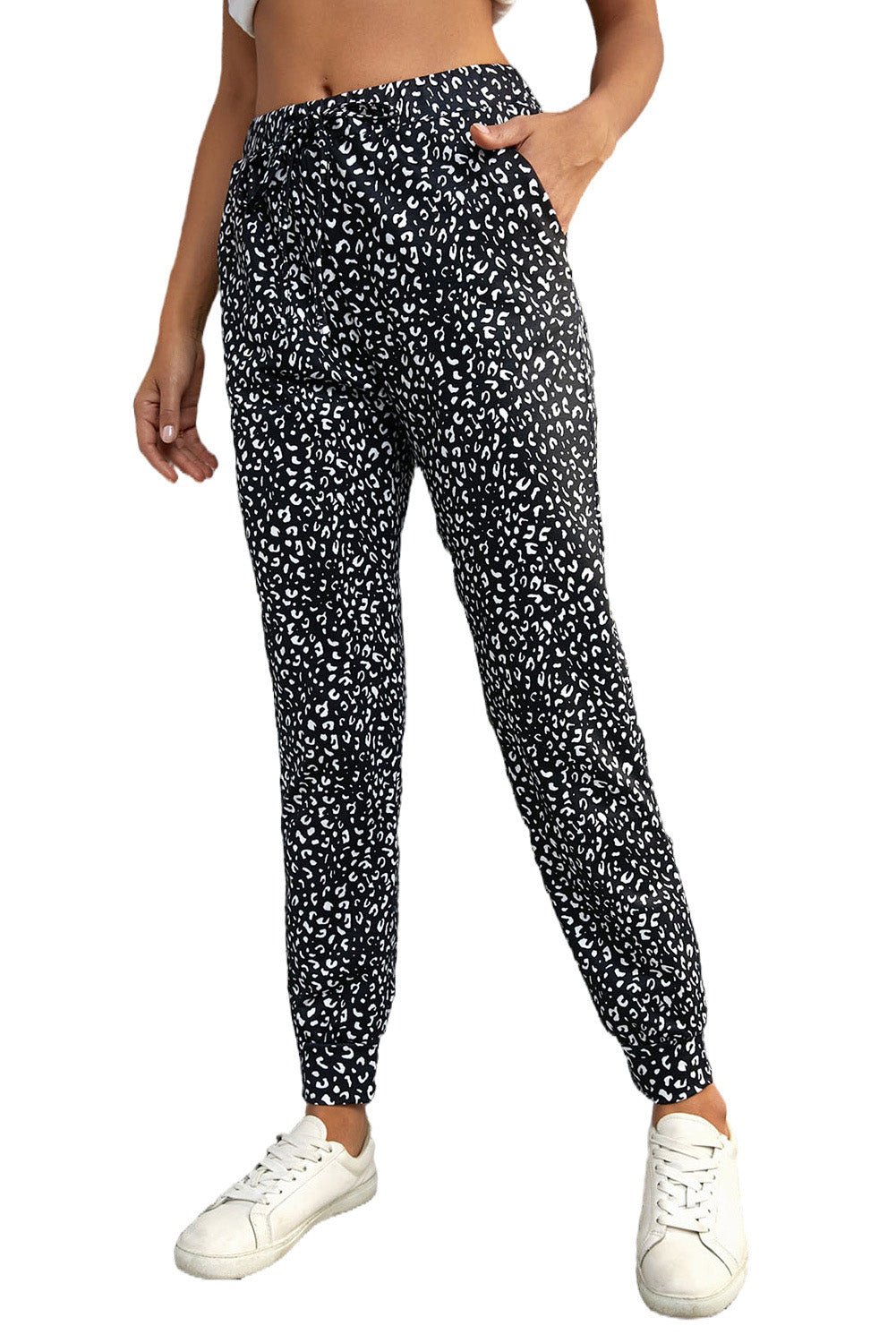 Black Breezy Leopard Joggers - LA Grand