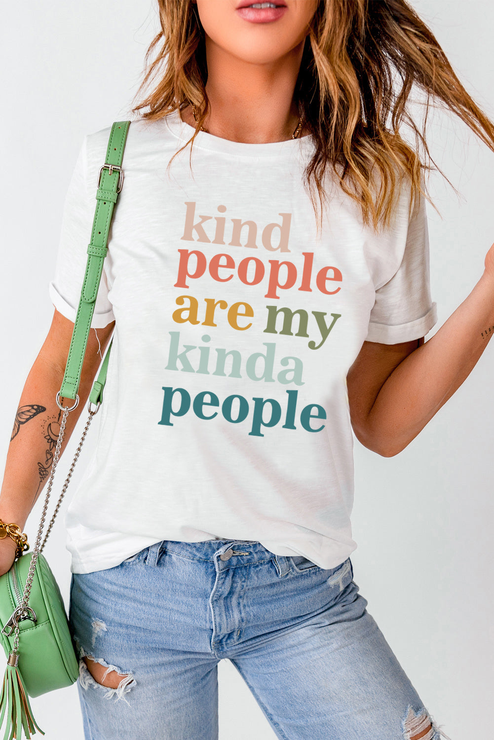 White Kind People Are My Kinda People Crew Neck T Shirt - LA Grand