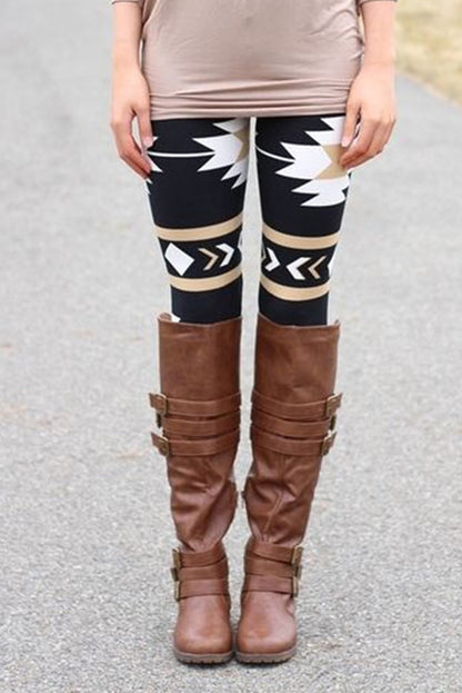 Black Western Aztec Print High Waist Leggings - LA Grand