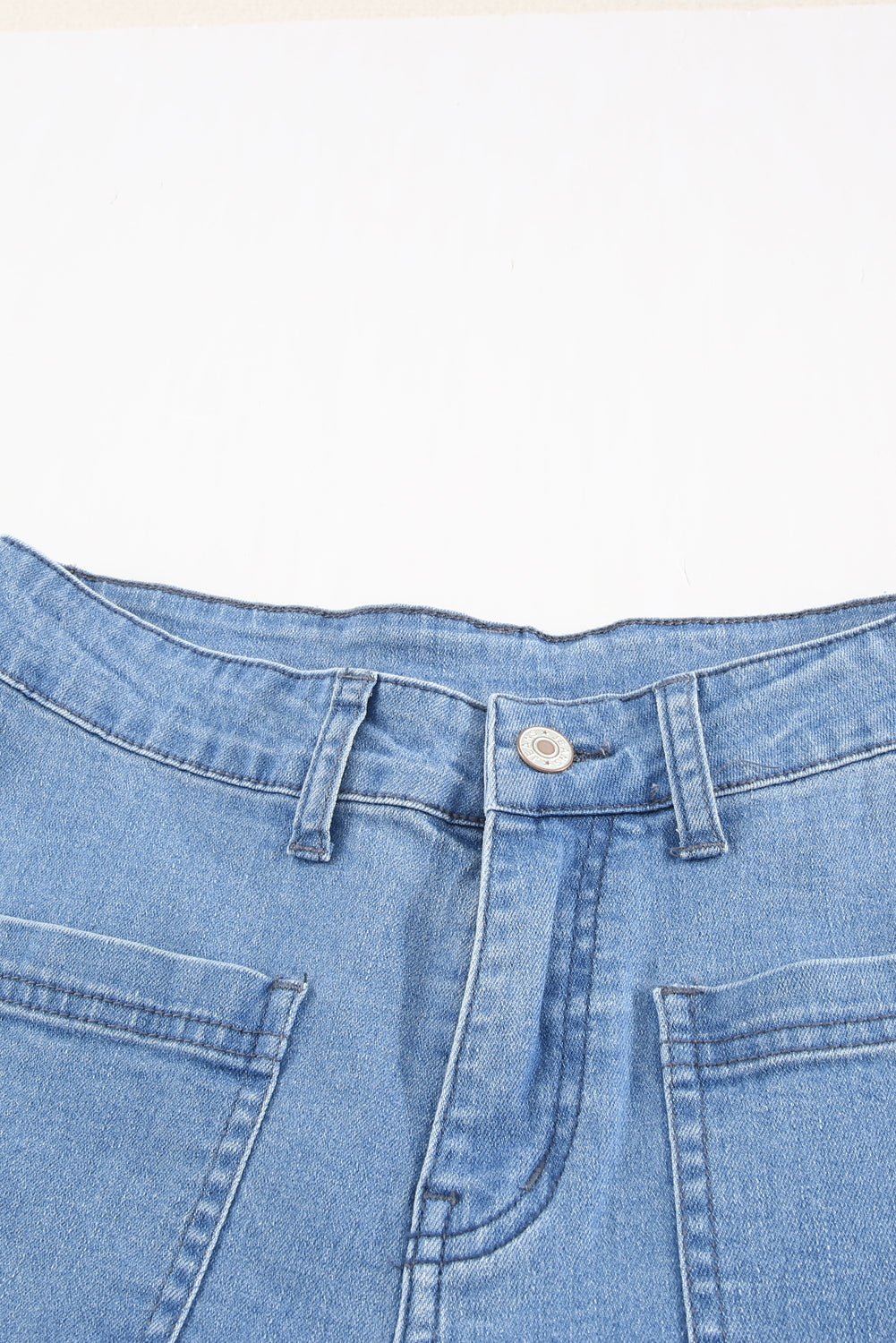 Sky Blue Vintage Casual Pocket Flared Jeans - LA Grand