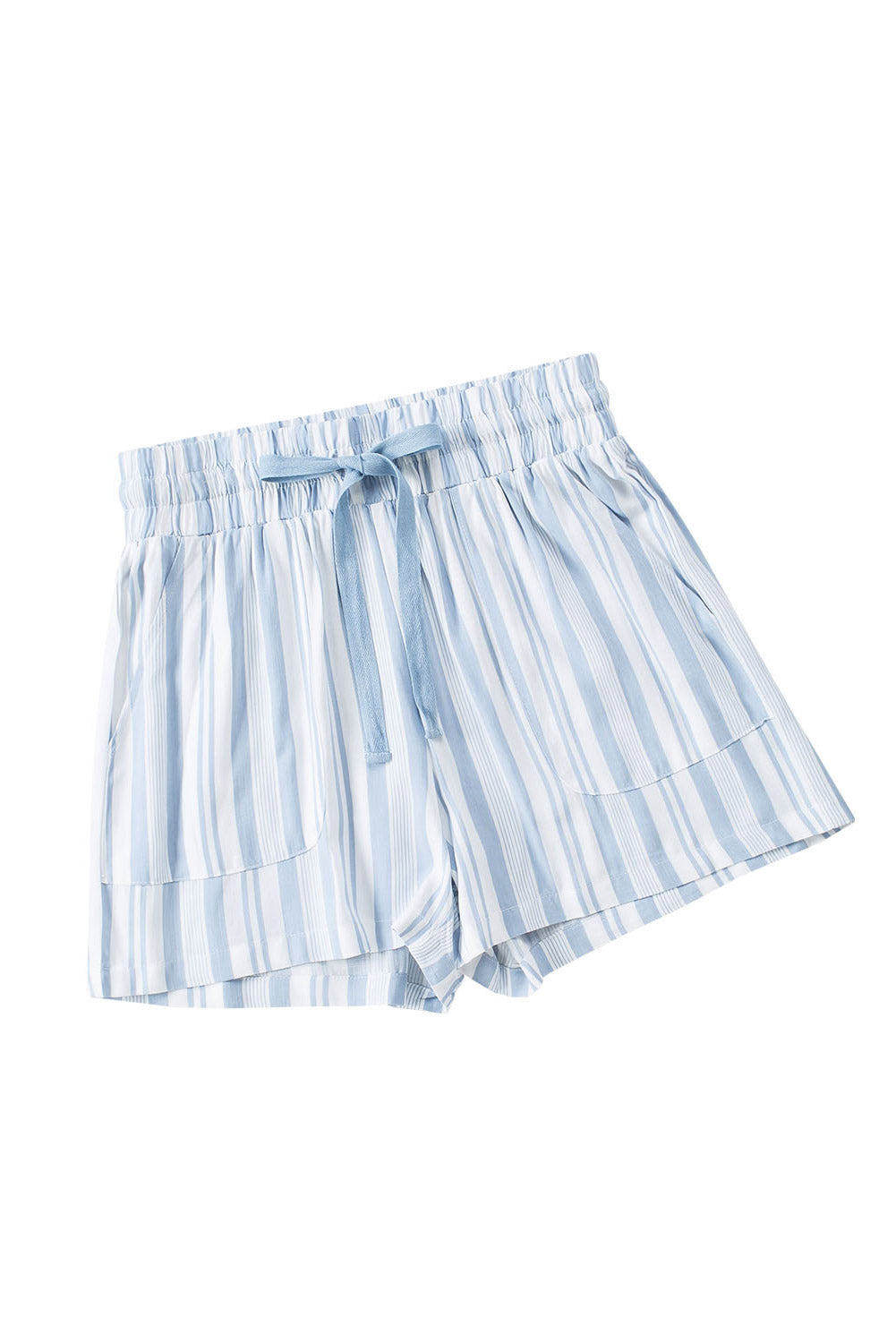 Sky Blue Vertical Stripes Print Shorts with Pockets - LA Grand