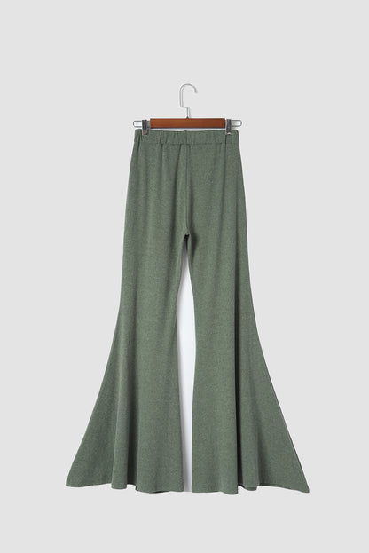 Green High Waist Fit and Flare Pants - LA Grand