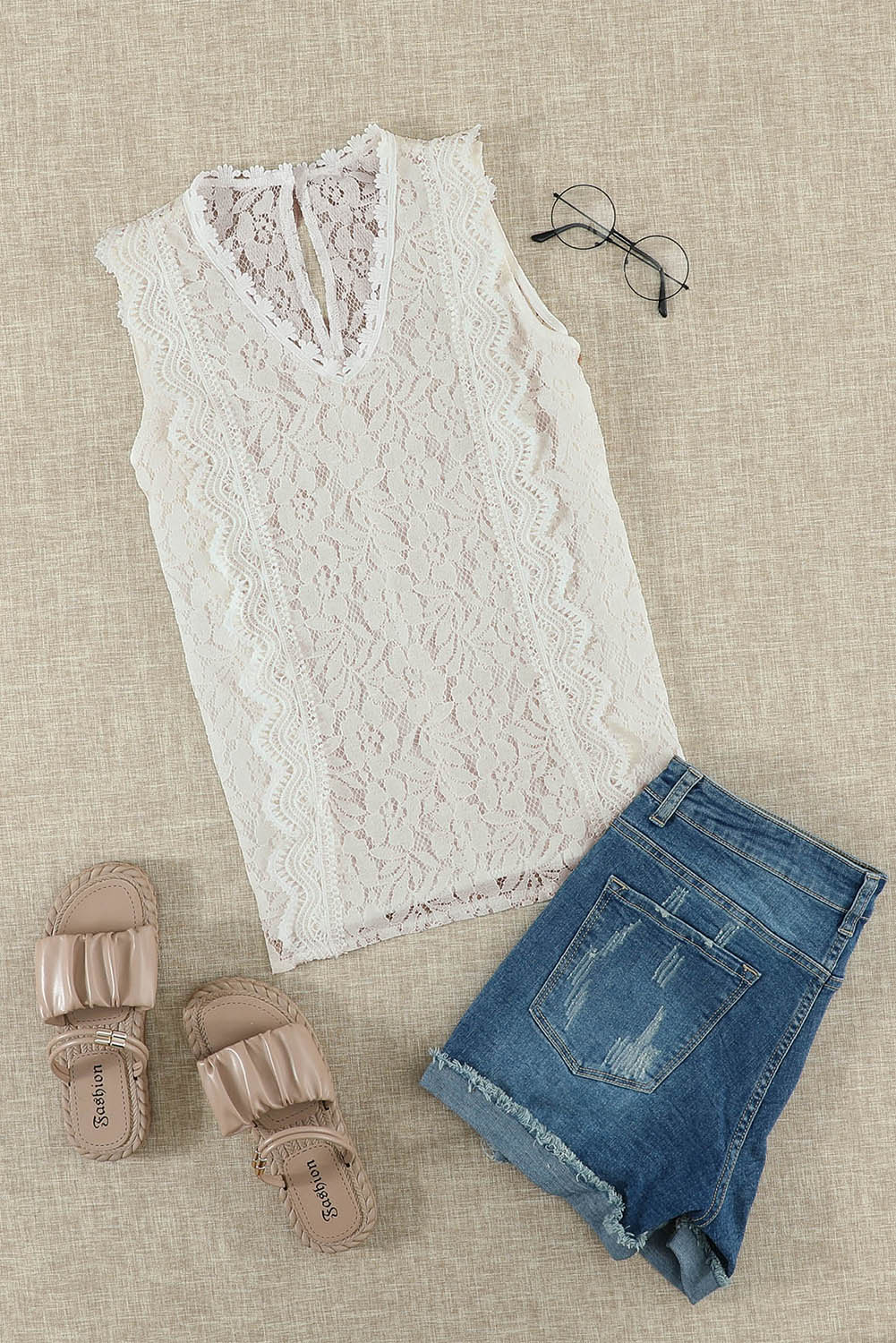 Pink Lace V Neck Tank Top - LA Grand