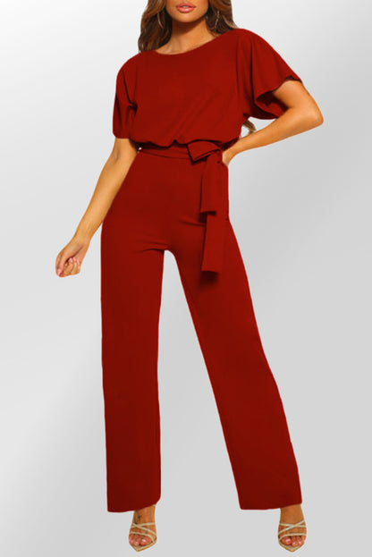 Indigo Glamour: Belted Wide Leg Jumpsuit - LA Grand