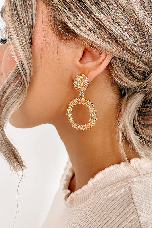 Gold Glittering Circle Dangle Earrings - LA Grand