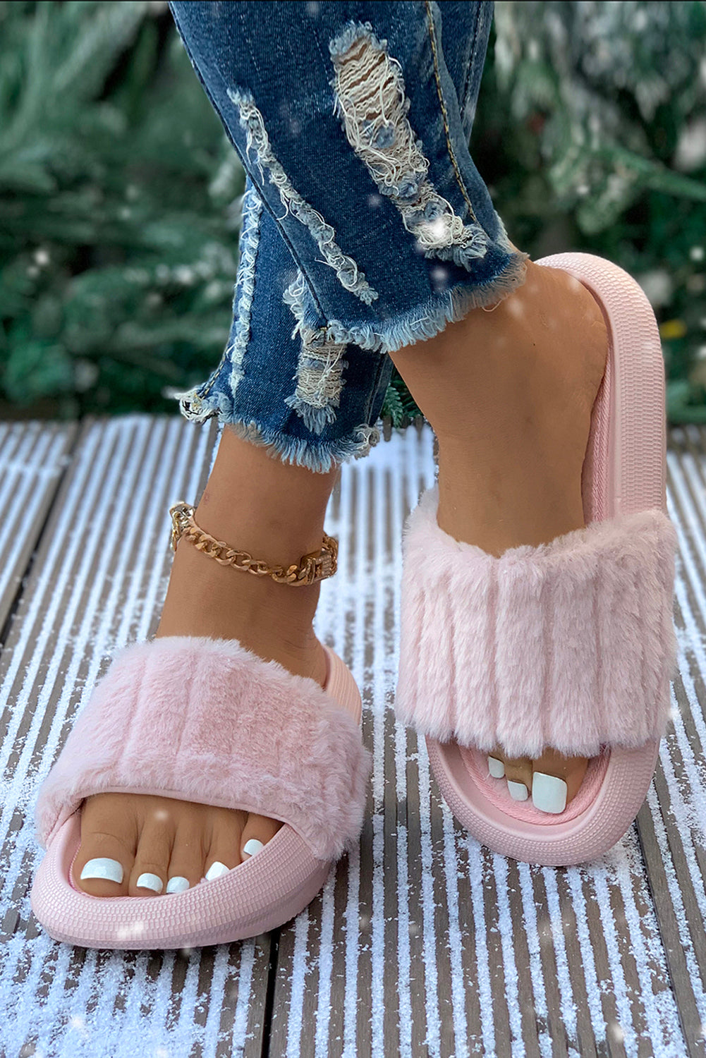 Pink Plush Band Comfy Home Slippers - LA Grand