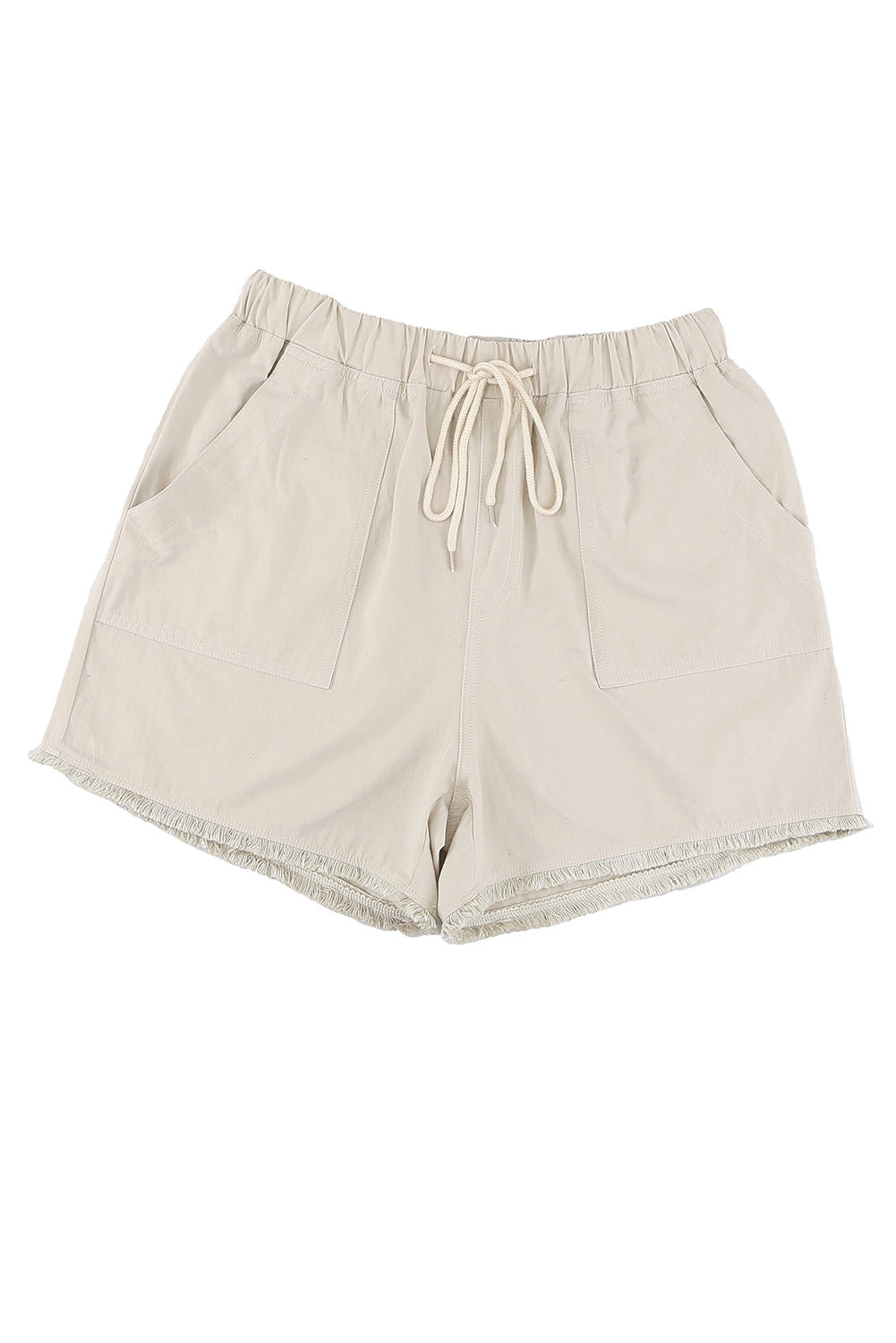 Black Raw Hem Pocketed Drawstring Casual Shorts - LA Grand