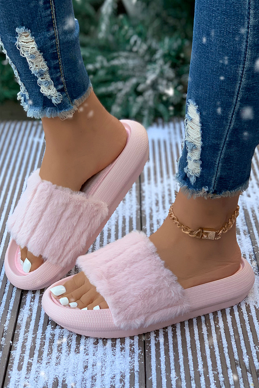 Pink Plush Band Comfy Home Slippers - LA Grand