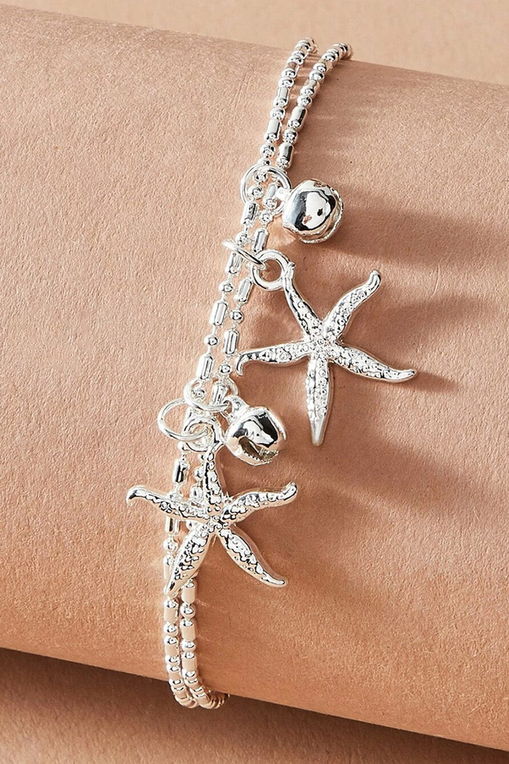 Silver Starfish Bell Dual-Layered Anklet - LA Grand