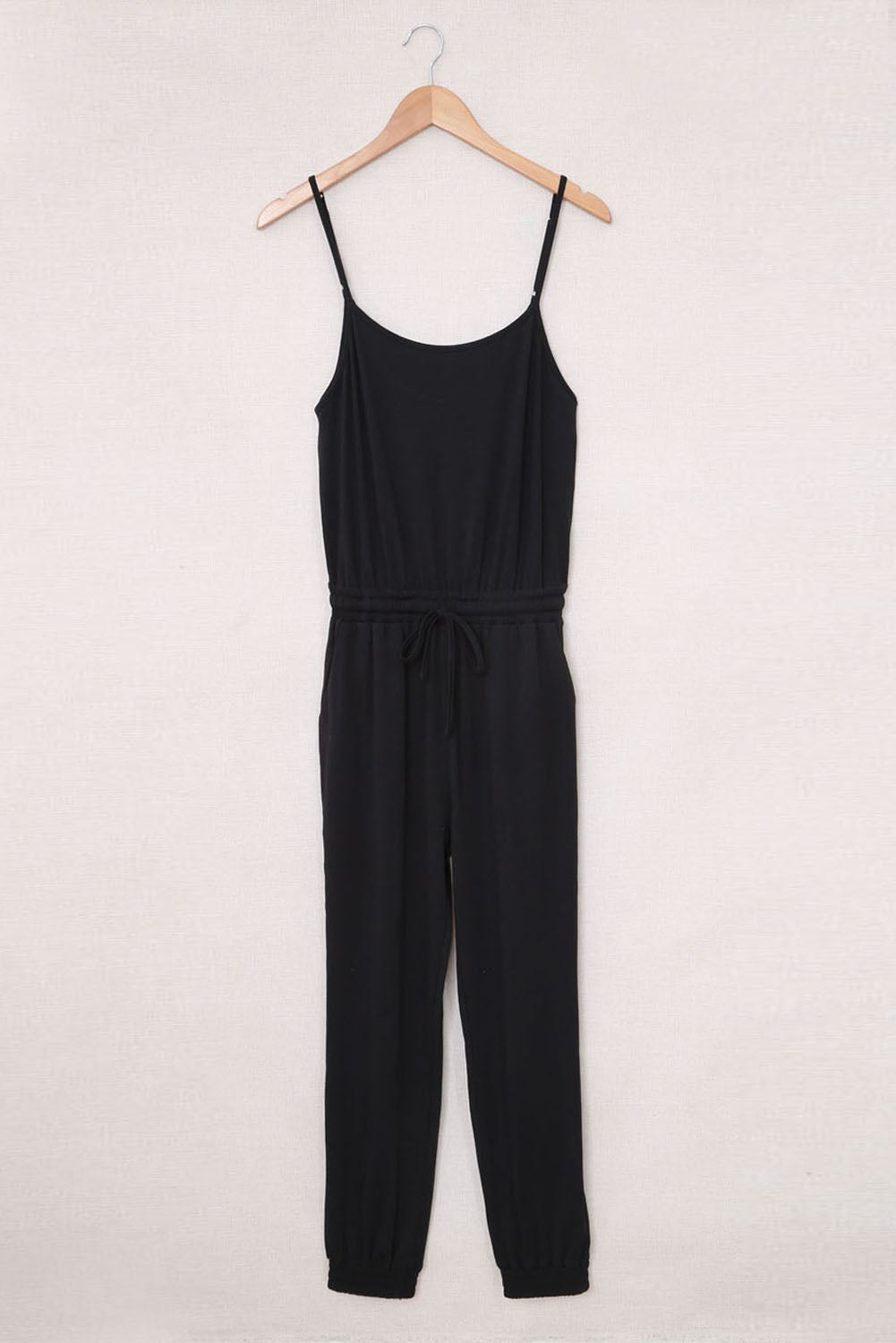 Blue Drawstring Waist Spaghetti Straps Jumpsuit - LA Grand